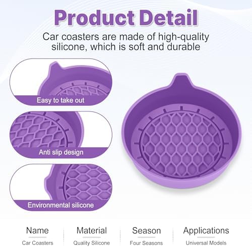 SINGARO Car Cup Holder Coaster, Silicone Cup Holder Insert, Universal Non-Slip - Image 4
