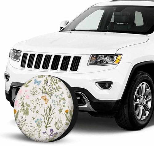 Vanilla Wildflowers Spare Tire Cover 17 inch Wheel Colorful Plants Protectors - Image 4