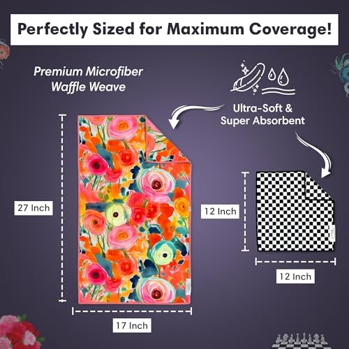 Microfiber Hand Towel & Washcloth Set, Double-Sided Waffle Weave Set of Two - Image 6