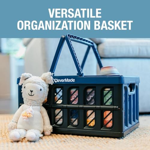 CleverMade Collapsible Shopping Basket, 24L Storage Crate, 1 Pack - Image 5