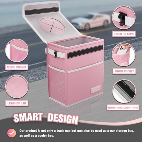 K KNODEL Car Trash Can with Lid, Car Garbage, Bin and Bag - Image 3