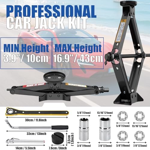 Car Jack Kit 3 Ton/6614 lbs Multipurpose Universal Scissor Jack - Image 2