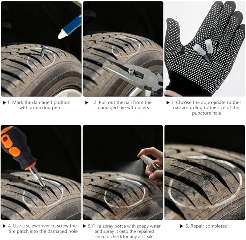 70pcs Tire Repair Rubber Nail Kit Emergency Vacuum Tire Screw Plugs - Image 5