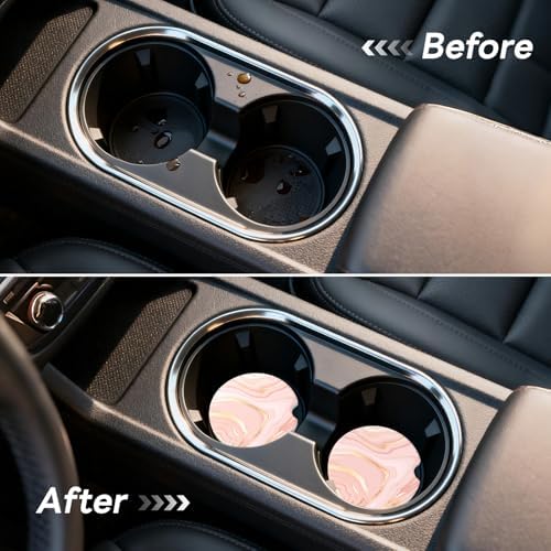 Car Cup Holder Ceramic Coasters 2 Pack, 2.56 in Anti Slip Absorbent Coaster - Image 5