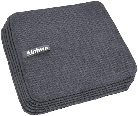 KinHwa Waffle Microfiber Dish Cloths Gray Kitchen Towels, Washcloths by KinHwa
