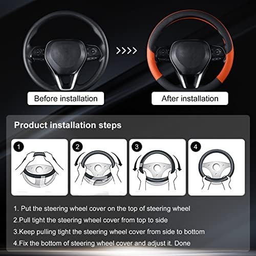 Auto Car Leather Steering Wheel Cover Anti Slip Wrap 15" - Image 4