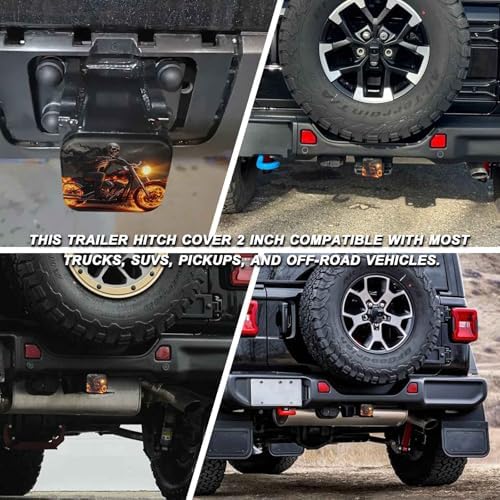 Skull Motorcycle Flames Tow Hitch Covers Heavy Duty Rubber Trailer Hitch Cover - Image 5
