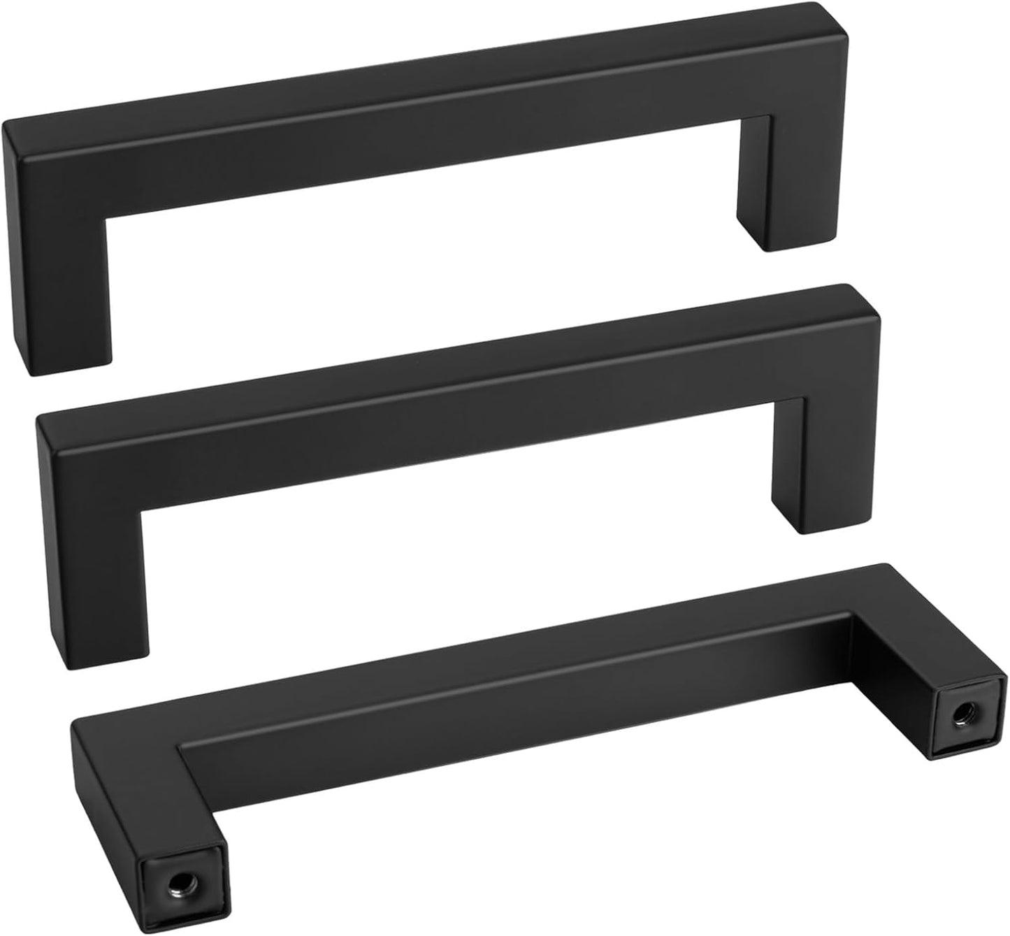 goldenwarm 45 Pack 4 INCH Black Square Bar Cabinet Pull - Drawer Pulls Stainless Steel Modern Hardware for Kitchen and Bathroom Cabinets Cupboard - Center to Center 4in(102mm) Cabinet Handles