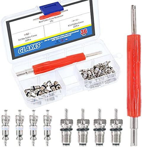 Glarks 36Pcs Car Air Conditioner Valve Core Schrader Valve Cores Accessories by Glarks