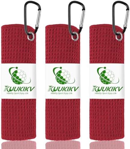 3 Pack 16" X 16" Golf Towels for Golf Bags, 3 DarkRed by KuukikvDirect