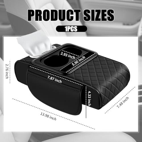 5-in-1 Car Center Console Cover, Leather Car Armrest Cover - Image 2