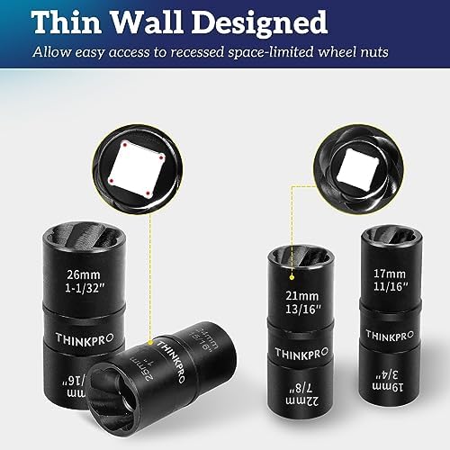 Flip Lug Nut Removal Tool, 5 Piece Wheel Lock Remover Kit - Image 3