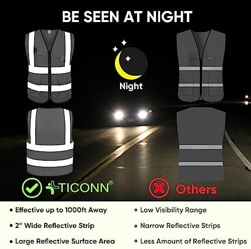 TICONN High Visibility Reflective Safety Vest - Image 3
