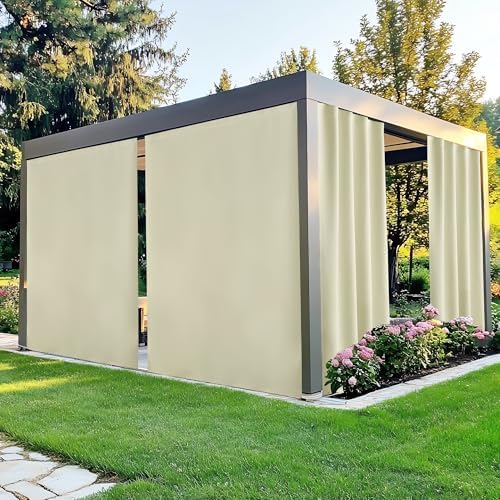 NICETOWN Gazebo Curtains Windproof Adhesive Top W84xL84 Light Beige by NICETOWN