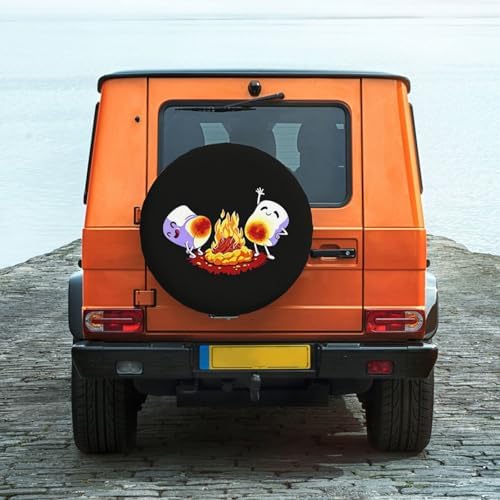 Spare Tire Cover with Marshmallow Campfire Pattern Wheel Covers 17inch - Image 5