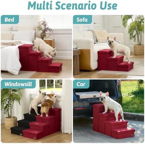 COZY KISS Dog Stairs with Storage, 16.7" H Wider Dog Steps - Image 6