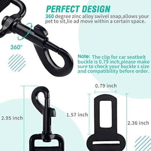COOYOO Dog Seat Belt, 3 Piece Set Retractable Dog Car Harness Adjustable Dog - Image 6