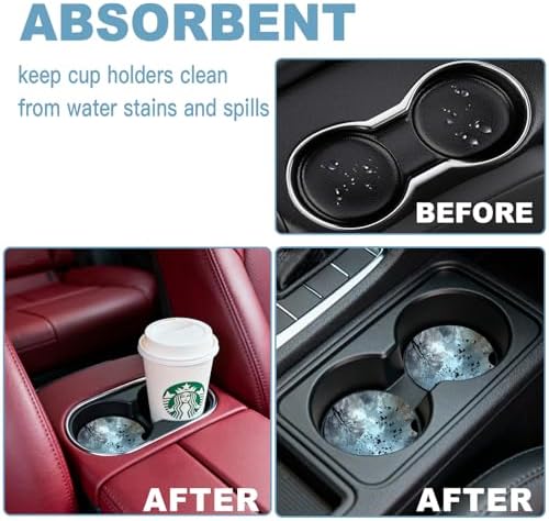 Ceramic Car Cup Holder Coasters Set of 2, 2.56 in Forest Bird - Image 7