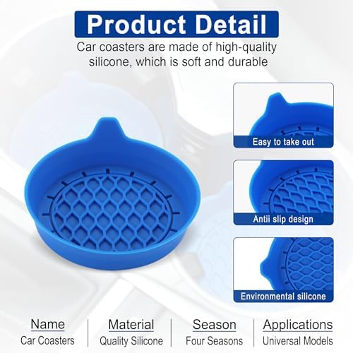 SINGARO Car Cup Holder Coaster, Silicone Cup Holder Insert, Universal Non-Slip - Image 4