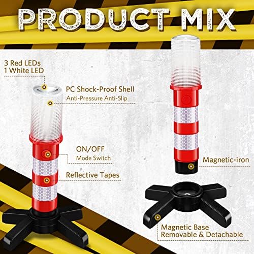 Riakrum 6 Pcs Emergency Roadside Flares Bulk Kit LED Safety Strobe Road Warning - Image 3