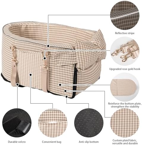 Center Console Dog Car Seat for Small Dogs, Removable Pet Seat - Image 6