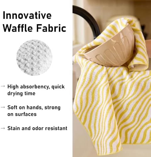 Kitchen Towels Set of 2, Double-Sided 16x28 Microfiber Waffle Weave Dish Towels - Image 3