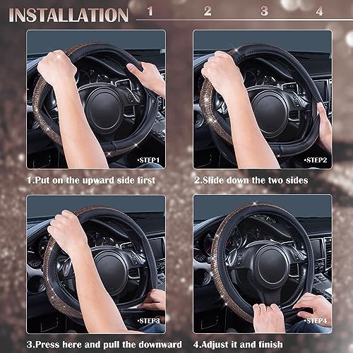 CAR PASS Bling Champagne Diamond Steering Wheel Cover - Image 6