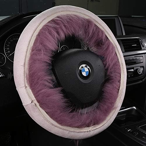 3Pcs Set Fashion Fluffy Fuzzy Wool Fur Soft Car Steering Wheel Cover - Image 3