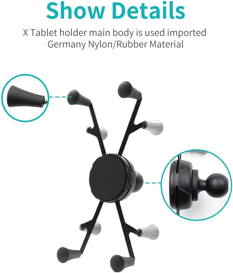 Strg Car Tablet Mount with Suction Cup Mount Base for 6" Tablets, Car Tablet Holder for Car Truck Vehicle Windshields Window and More Smooth Surface