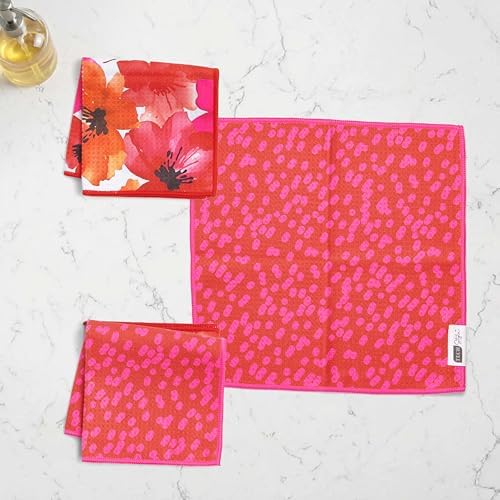 Ritz 6-Piece Poppy & Long Dots Microfiber Dish Cloth Set – Vibrant Watercolor - Image 3