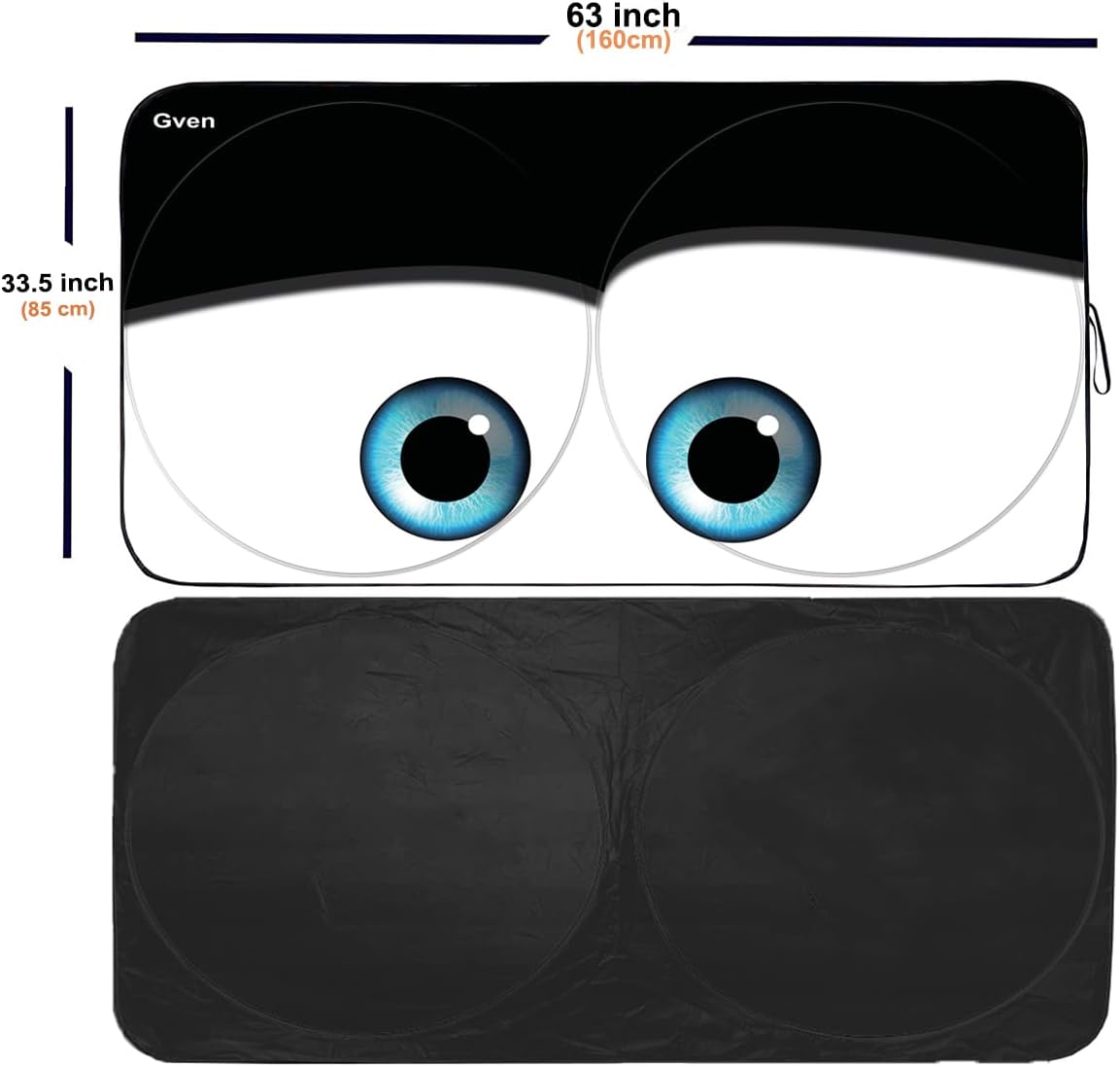 Gven- The Original Car Eyes Windshield Sun Shade 2025 Windshield Cover Automotive Interior Sun Protection Front Sun Visor Protector Blocks UV Rays Keep Your Vehicle Cool (Black, L)