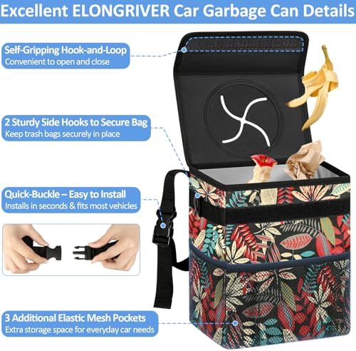 ELONGRIVER Leak Proof Car Trash Can - Image 4