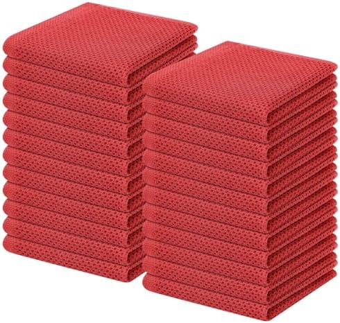 Homaxy 100% Cotton Waffle Weave Kitchen Dish Cloths 24-Pack, Brick Red by Homaxy