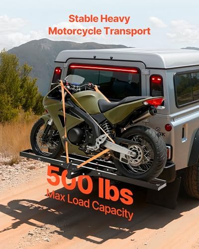 VEVOR Motorcycle Carrier, 500 lbs Capacity, Heavy Duty Steel Hitch Mount Rack - Image 2