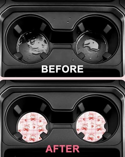 Swooflia Cute Girly Ceramic Car Coasters Pink Leopard Cup Holder Coasters - Image 4