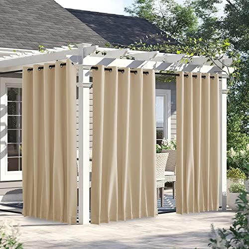 NICETOWN Weighted Curtains for Patio Waterproof W66xL84 Biscotti Beige by NICETOWN