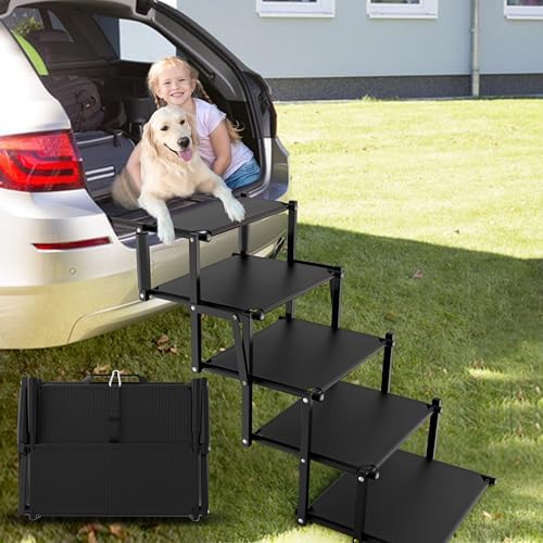Extra Wide 20" Dog Stairs for Large Dogs, Dog Steps for Car 5 Steps by PetRuna