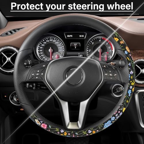 Car Steering Wheel Cover for Women Men, Cute Wildflower - Image 5