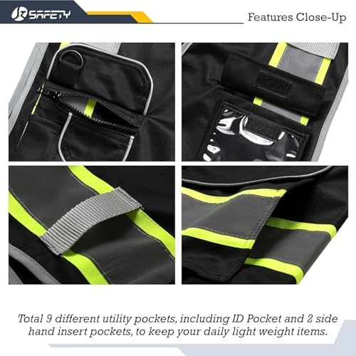 JKSafety Safety Vest for Men Women Reflective Hi Vis JK901 Black S - Image 2