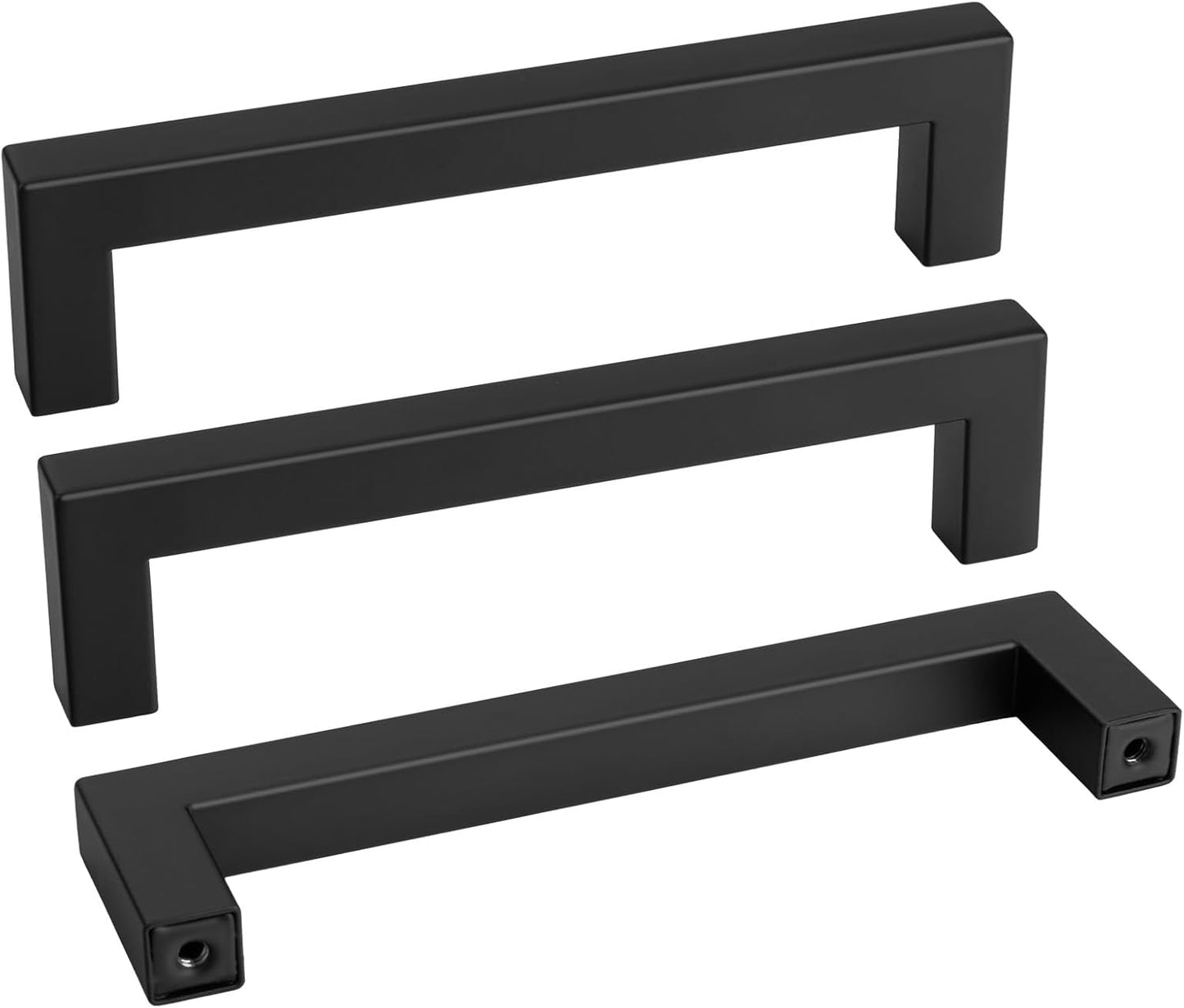 goldenwarm 100 Pack 5 Inch Black Cabinet Handles - Matte Black Drawer Pulls Stainless Steel - 128mm Cabinet Hardware Square Bar Modern Cabinet Pulls for Kitchen Bathroom Cupboard