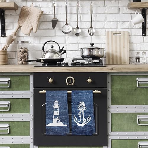 Navy Nautical Dish Towels Set - Image 3