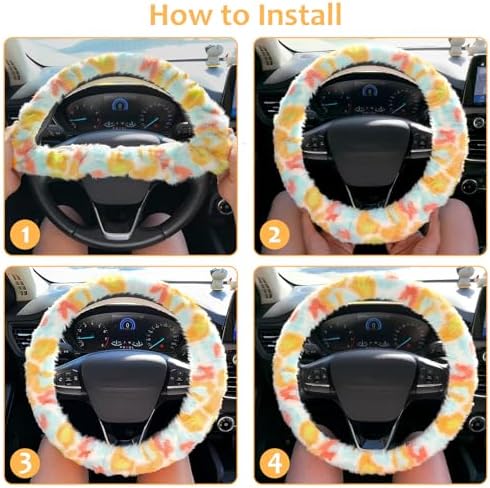 Accmor Fuzzy Car Steering Wheel Cover, Universal Fluffy Auto Wheel Cover & - Image 5