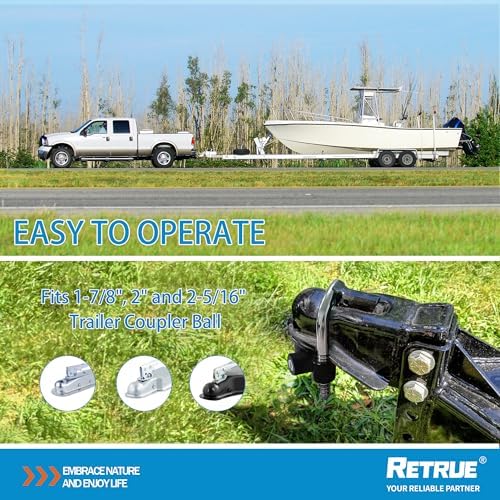 RETRUE Trailer Coupler Lock, Adjustable Hitch Ball Lock, Matte Black - Image 6