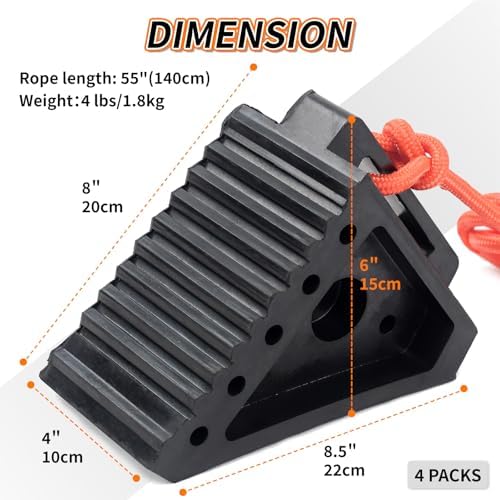 OULEME 4PK Heavy-Duty Rubber Wheel Chocks - Image 2