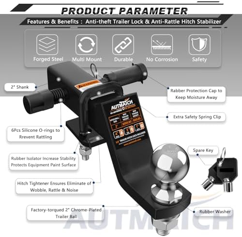 AUTMATCH Trailer Hitch Ball Mount - Image 4