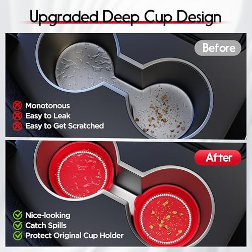 Amooca 4-Pack Car Cup Holder Coaster Bling Crystal Rhinestone Car Interior - Image 5