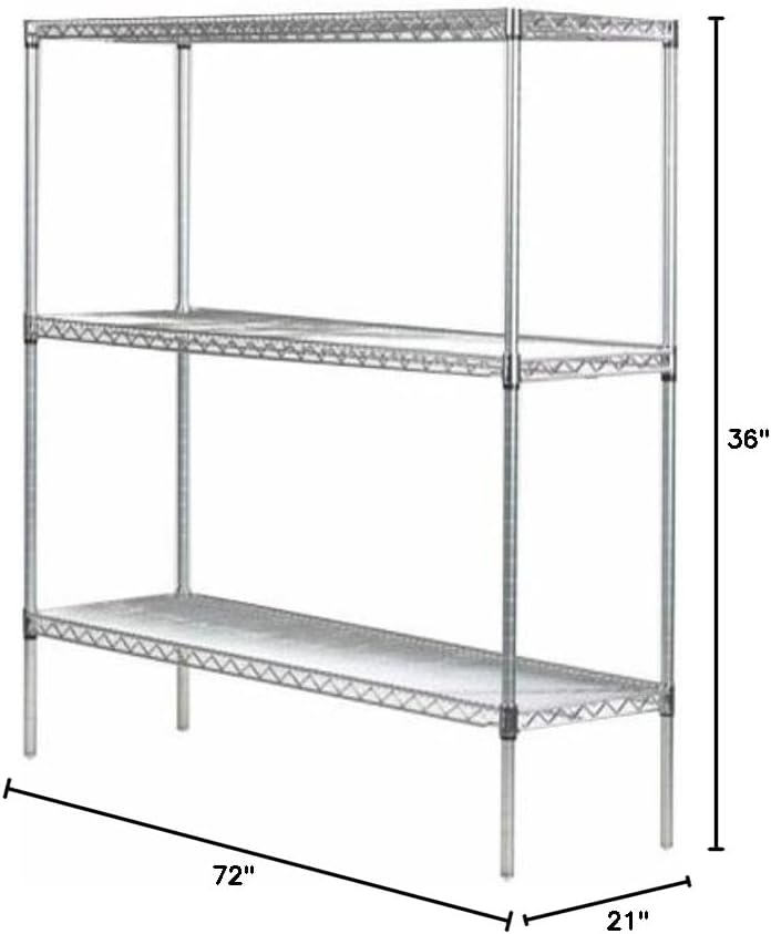 Omega 21" Deep x 72" Wide x 36" High 3 Tier Gray Starter Shelving Unit