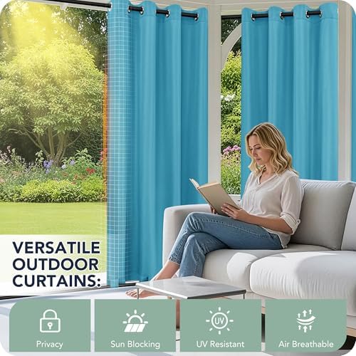 Outdoor Curtains for Patio Waterproof 6 Panels, Porch Sun Shade - Image 3