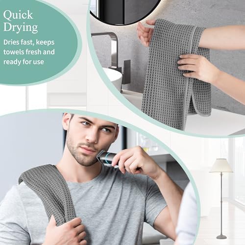 Microfiber Waffle Hand Towels, 2 Pieces, Fast Drying, Lint Free 430 GSM - Image 5