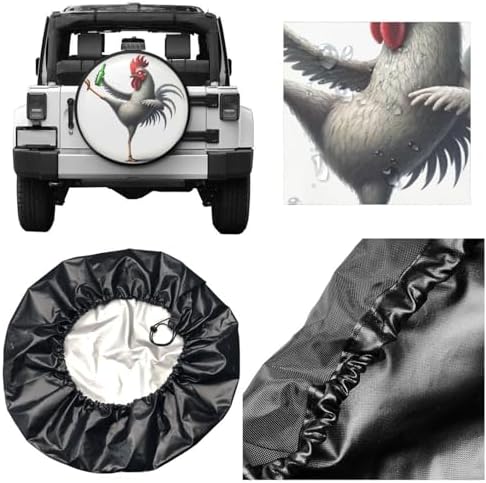 Spare tire Cover 16inch Drunken Fist Chicken Wheel Protectors Weatherproof - Image 6